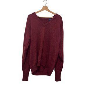 Burgundy  V-Neck 100% Cashmere Long Sleeve Pullover Sweater Mens  Size XL